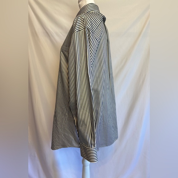 Paul Fredrick Non-iron Cotton Stripe Dress Shirt With Contrast Trim - Picture 5 of 14